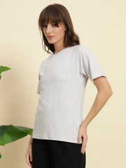 Pure Cotton Light Grey T-shirt with Raglan Sleeves