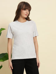 Pure Cotton Light Grey T-shirt with Raglan Sleeves
