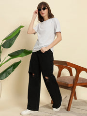 Pure Cotton Light Grey T-shirt with Raglan Sleeves