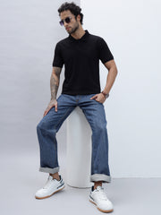 Thread Plus Polo T-Shirt, 100% Cotton T-Shirts for Men Black