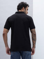 Thread Plus Polo T-Shirt, 100% Cotton T-Shirts for Men Black