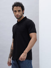Thread Plus Polo T-Shirt, 100% Cotton T-Shirts for Men Black