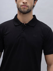 Thread Plus Polo T-Shirt, 100% Cotton T-Shirts for Men Black