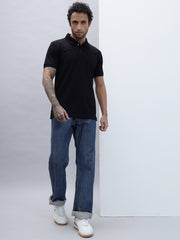 Thread Plus Polo T-Shirt, 100% Cotton T-Shirts for Men Black
