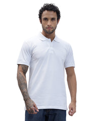 Thread Plus Polo T-Shirt, 100% Cotton T-Shirts for Men White