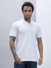 Thread Plus Polo T-Shirt, 100% Cotton T-Shirts for Men White
