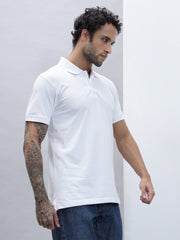 Thread Plus Polo T-Shirt, 100% Cotton T-Shirts for Men White