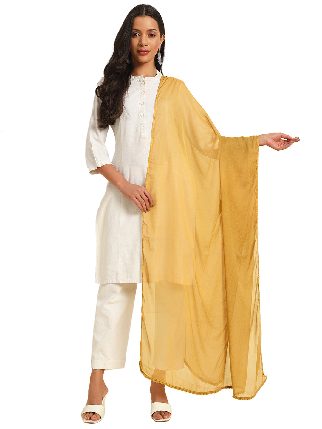 Soft Colour Chiffon Dupatta Camel