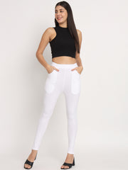 Thread Plus D Pocket Stretchable Solid Cotton Pants for White