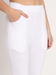 Thread Plus D Pocket Stretchable Solid Cotton Pants for White