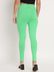 Thread Plus D Pocket Stretchable Solid Cotton Pants for Pista Green