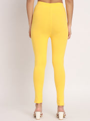 Thread Plus D Pocket Stretchable Solid Cotton Pants for Women Mango Yellow