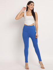 Thread Plus D Pocket Stretchable Solid Cotton Pants for Royal Blue