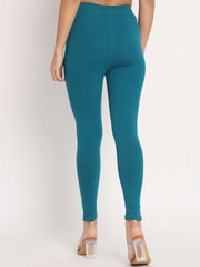 Thread Plus D Pocket Stretchable Solid Cotton Pants for Petrol Blue