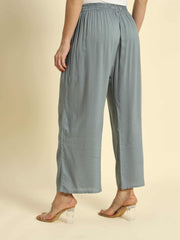 Thread Plus Relaxed Fit Palazzo For Women Light Grey