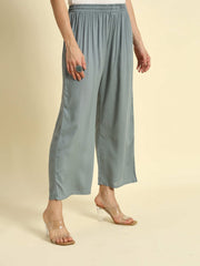 Thread Plus Relaxed Fit Palazzo For Women Light Grey