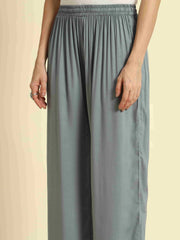 Thread Plus Relaxed Fit Palazzo For Women Light Grey