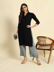 Thread Plus Relaxed Fit Palazzo For Women Light Grey