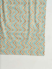 Thread Plus Green Brown Cambric Cotton Dabu Zigzag Print Stole