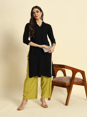 Thread Plus Relaxed Fit Palazzo For Women Olive Green