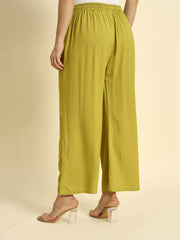 Thread Plus Relaxed Fit Palazzo For Women Olive Green