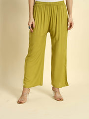 Thread Plus Relaxed Fit Palazzo For Women Olive Green