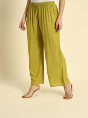 Thread Plus Relaxed Fit Palazzo For Women Olive Green