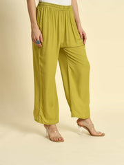 Thread Plus Relaxed Fit Palazzo For Women Olive Green