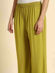 Thread Plus Relaxed Fit Palazzo For Women Olive Green