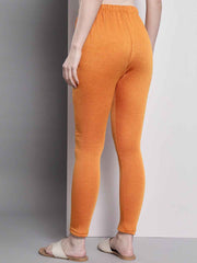 Soft Colors Ankle Length Winter Wear Warm Leggings for Women Orange