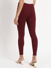 Women's Skinny Fit Ethnic Wear Ankle Length Leggings White (Wine)