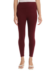 Women's Skinny Fit Ethnic Wear Ankle Length Leggings White (Wine)