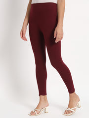 Women's Skinny Fit Ethnic Wear Ankle Length Leggings White (Wine)