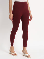 Women's Skinny Fit Ethnic Wear Ankle Length Leggings White (Wine)