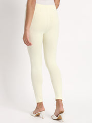 Women's Skinny Fit Ethnic Wear Ankle Length Leggings Cream