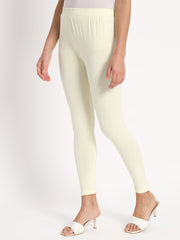 Women's Skinny Fit Ethnic Wear Ankle Length Leggings Cream