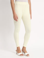 Women's Skinny Fit Ethnic Wear Ankle Length Leggings Cream