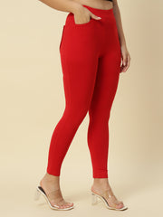 Thread Plus D Pocket Jeggings Pants Red