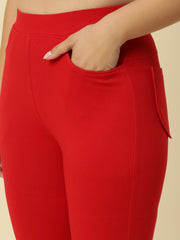 Thread Plus D Pocket Jeggings Pants Red