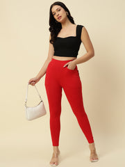 Thread Plus D Pocket Jeggings Pants Red