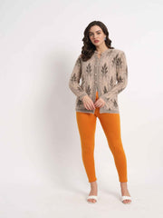 Soft Colors Ankle Length Winter Wear Warm Leggings for Women Mustard