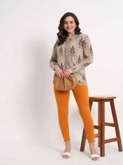 Soft Colors Ankle Length Winter Wear Warm Leggings for Women Mustard