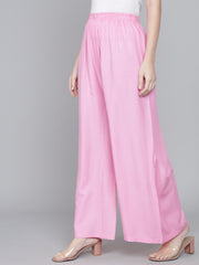 Thread Plus Relaxed Fit Palazzo For Women Baby Pink