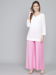 Thread Plus Relaxed Fit Palazzo For Women Baby Pink