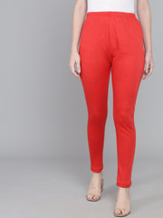 Soft Colors Woolen Raisin Leggings for Women Red