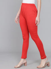 Soft Colors Woolen Raisin Leggings for Women Red