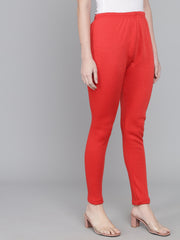 Soft Colors Woolen Raisin Leggings for Women Red