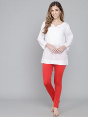 Soft Colors Woolen Raisin Leggings for Women Red