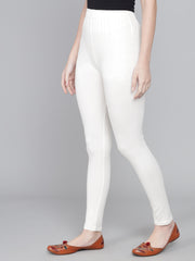 Women's Skinny Fit Ethnic Wear Ankle Length Leggings Off White