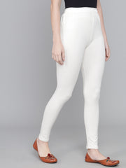 Women's Skinny Fit Ethnic Wear Ankle Length Leggings Off White